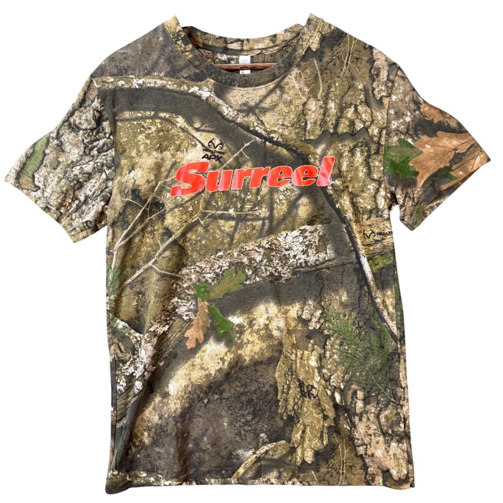 Realtree APX Camo Surreel Graphic T-Shirt Mens Medium Code Five Green Brown Y2K